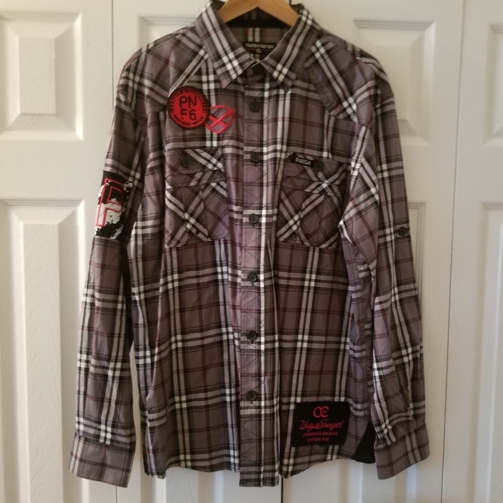 Parish Nation Men’s Plaid Flannel Button Down Shirt Long Sleeve Size XL